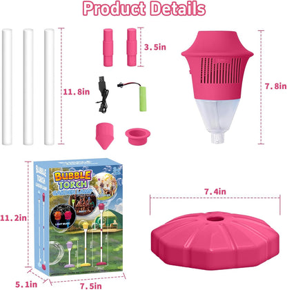Infowush Bubble Machine for Kids, Automatic Standing Bubble Maker Machine Height Adjustable Up to 47 Inches Outdoor Battery Bubble Machine with Light/Music for Toddlers Birthday Party Gifts（Red）