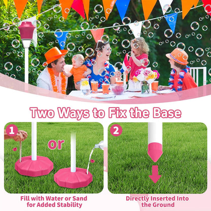 Infowush Bubble Machine for Kids, Automatic Standing Bubble Maker Machine Height Adjustable Up to 47 Inches Outdoor Battery Bubble Machine with Light/Music for Toddlers Birthday Party Gifts（Red）